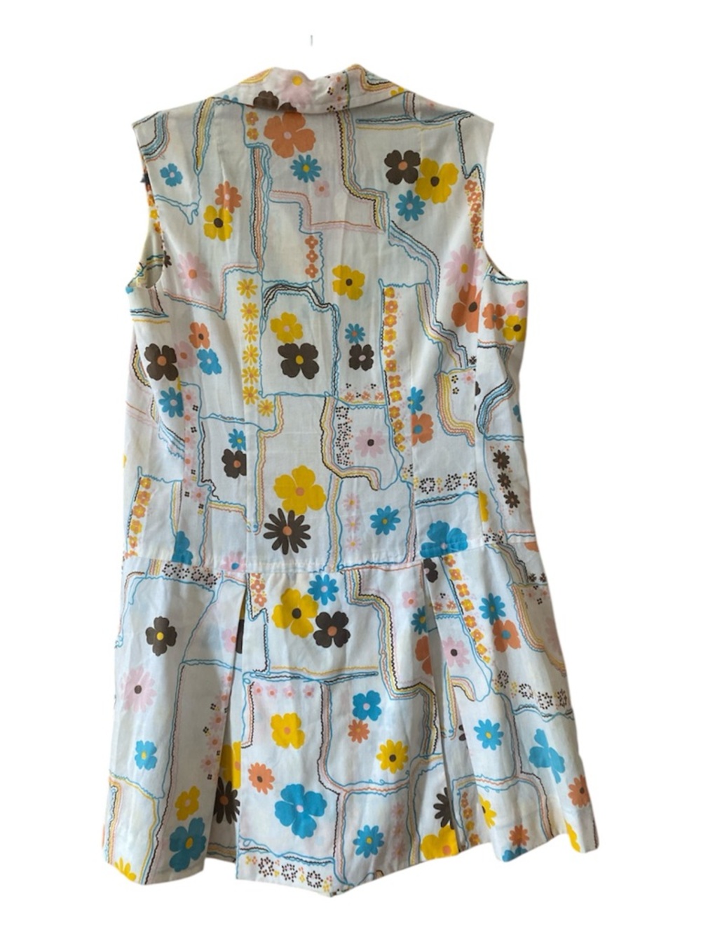 Vintage 60s Mod Floral Mini Skort Dress Romper Union Made Retro Collared 16 - Picture 9 of 14